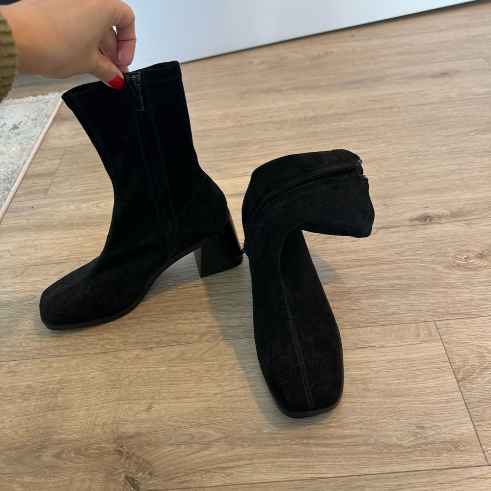 Black suede & other stories sock boots worn once